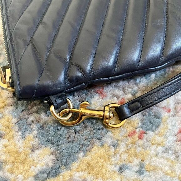 YSL Navy Matelasse Pouch Wristlet w/ GHW - Picture 4 of 7